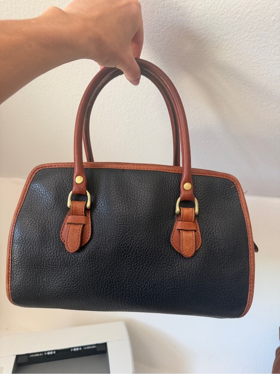 Liz Claiborne Handbags - Classic Vintage Navy and Brown Leather Satchel Handbag